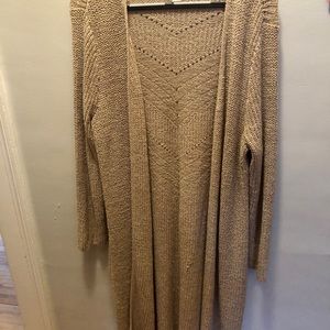 CHICO’s Crochet Long Open Front Cardigan L